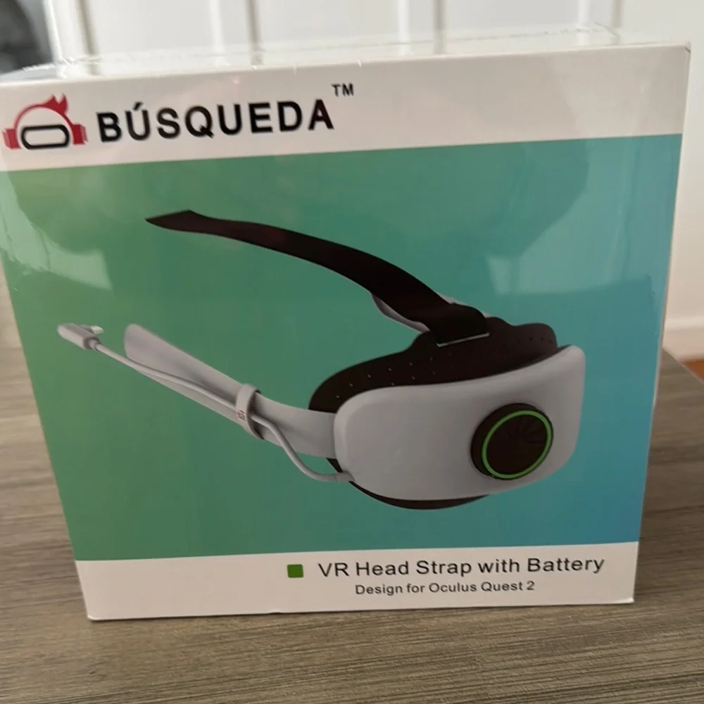 White Adjustable VR Head Strap with Integrated Battery